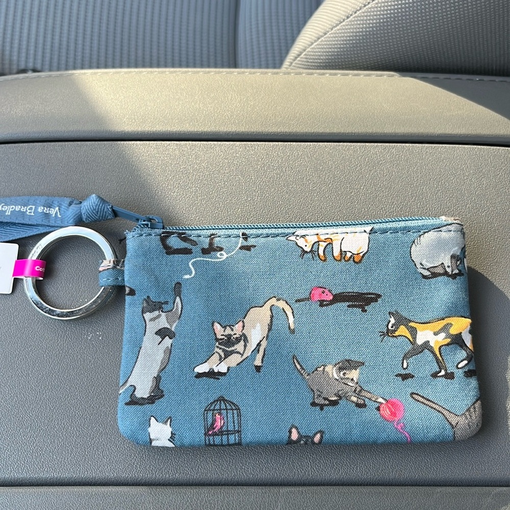 Vera Bradley cats zip id case NWT